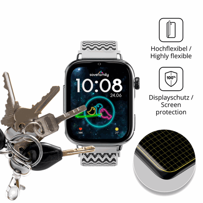 dipos Displayschutz für SaveFamily SaveWatch Plus 2, transparente Oberfläche, geringe Dicke und perfekte Passform