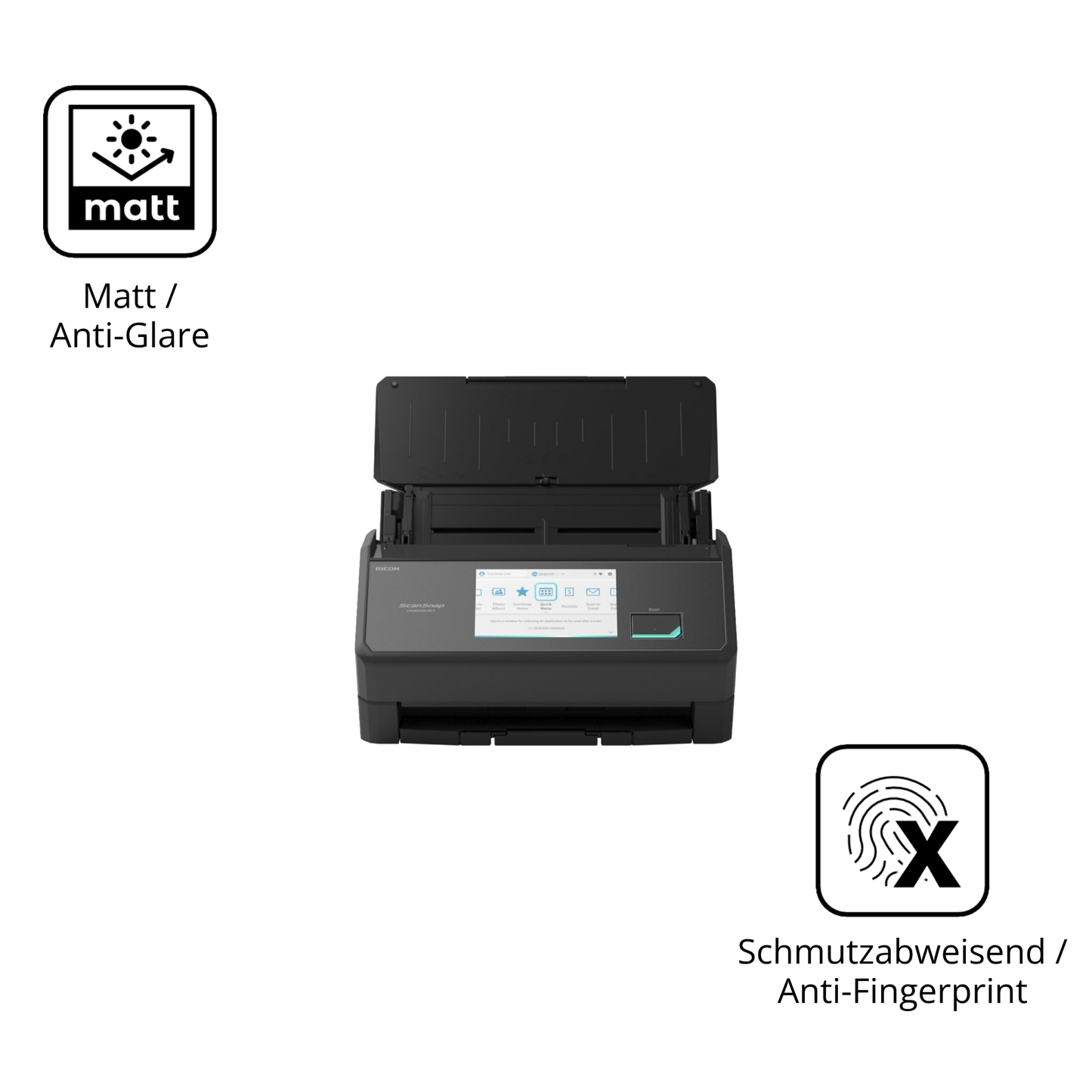 Dünne und entspiegelnde Folie passend zugeschnitten für ScanSnap iX2500