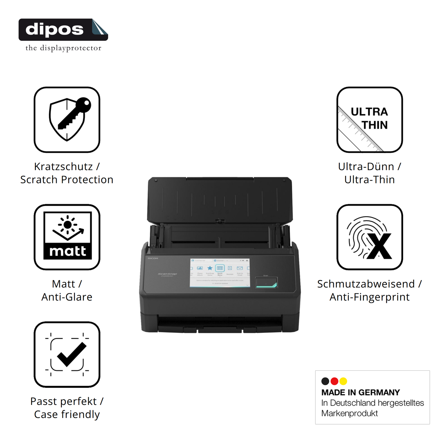 Displayschutz hergestellt in Deutschland, höchste Qualität made in Germany