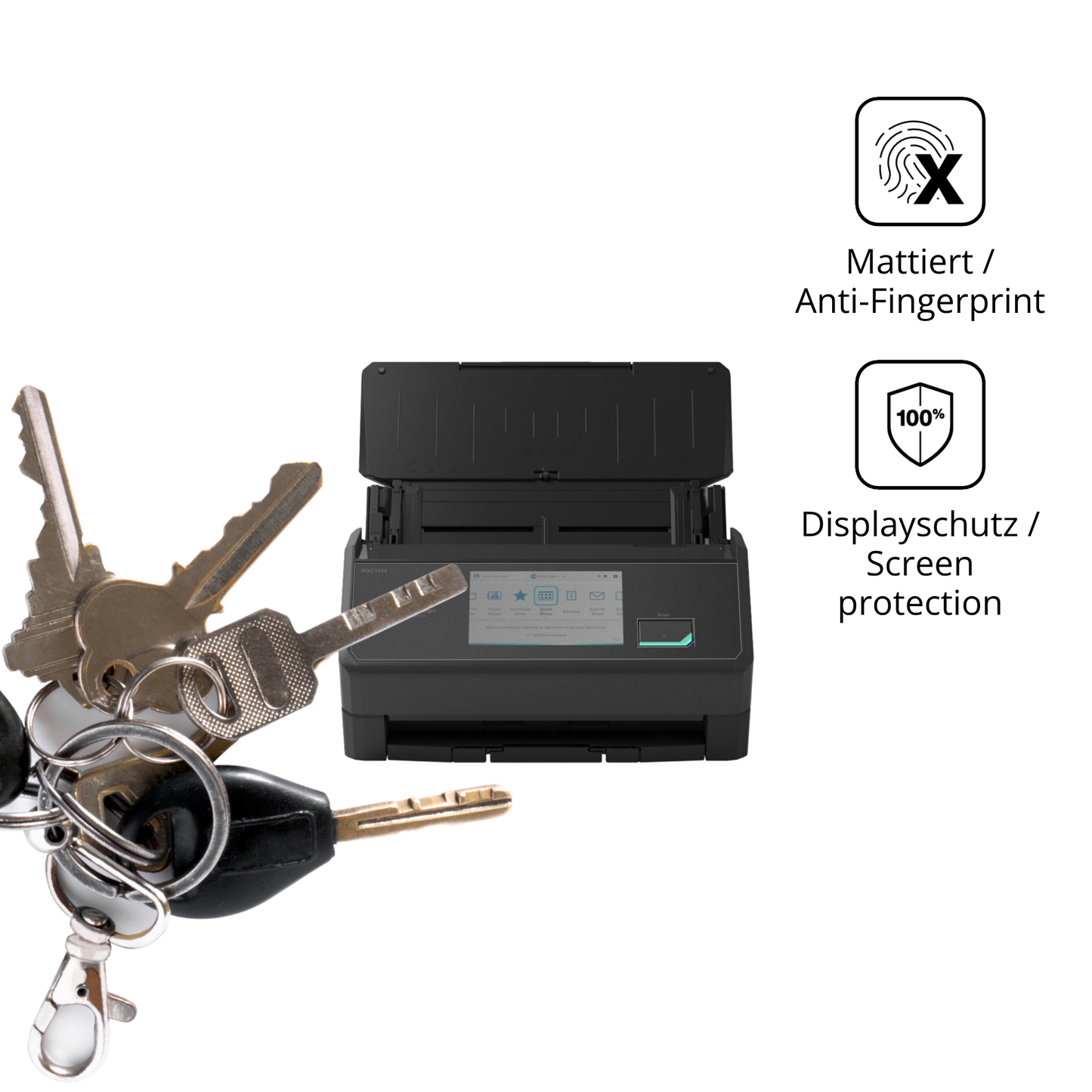 dipos Displayschutz für ScanSnap iX2500, mattierte Oberfläche, Blickschutzfilter und perfekter Passform