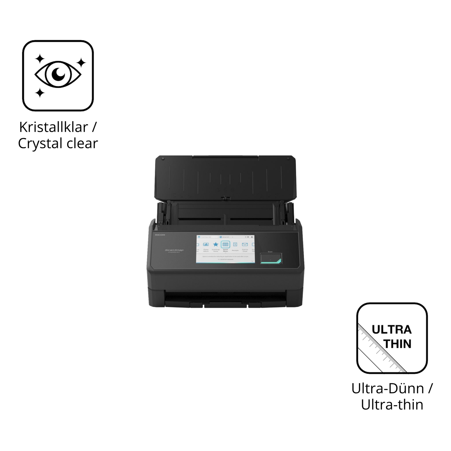 Dünne und klare Folie passend zugeschnitten für ScanSnap iX2500