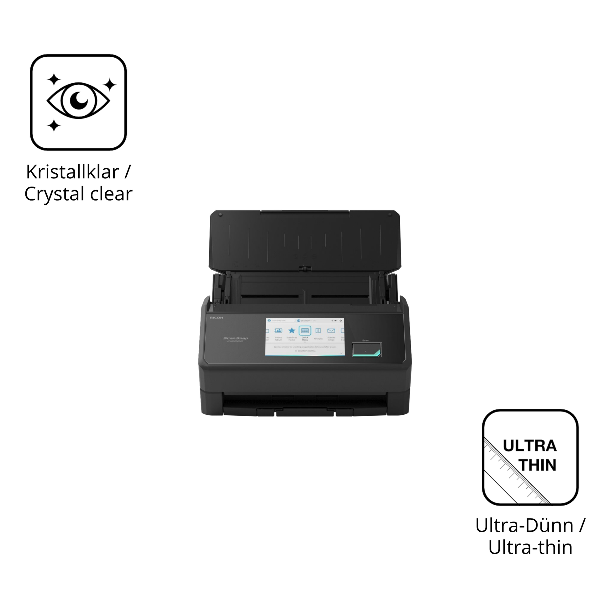 Dünne und klare Folie passend zugeschnitten für ScanSnap iX2500