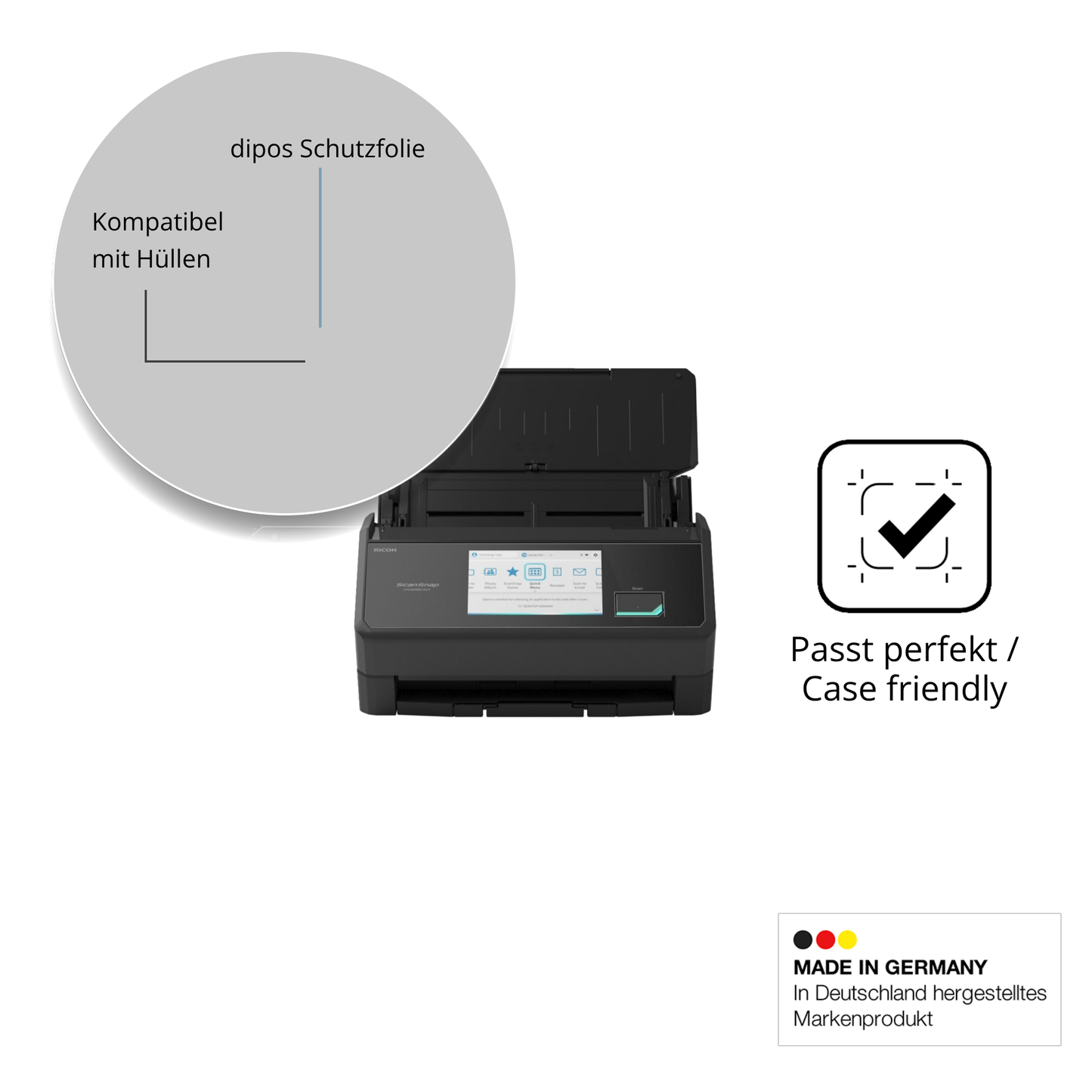 Schutzfolie mit optimaler Passform, zur Verwendung mit Hüllen geeignet