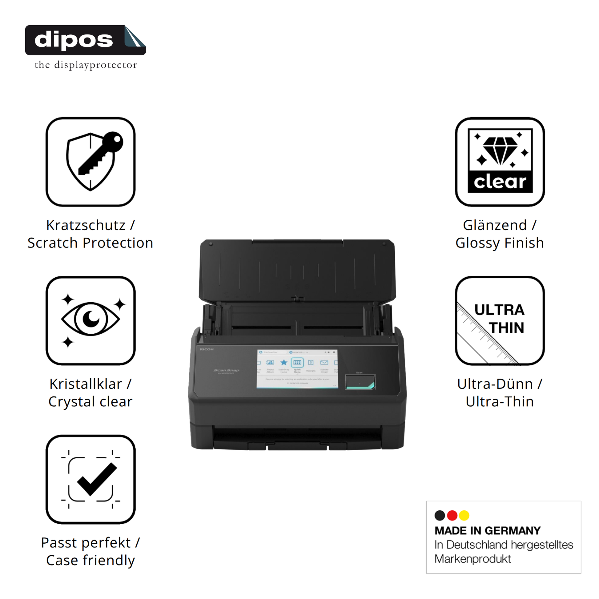 Displayschutz hergestellt in Deutschland, höchste Qualität made in Germany