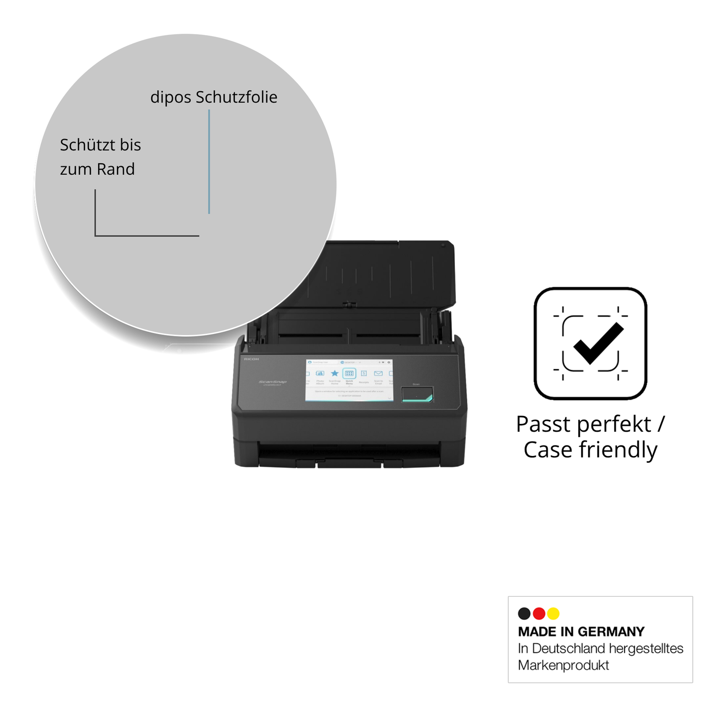 Schutzglasfolie mit optimaler Passform, zur Verwendung mit Hüllen geeignet