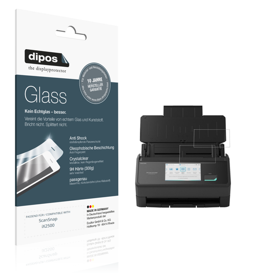 Klare Displayschutzfolie von dipos passend für ScanSnap iX2500, 9H kratzfest und blasenfrei montiert