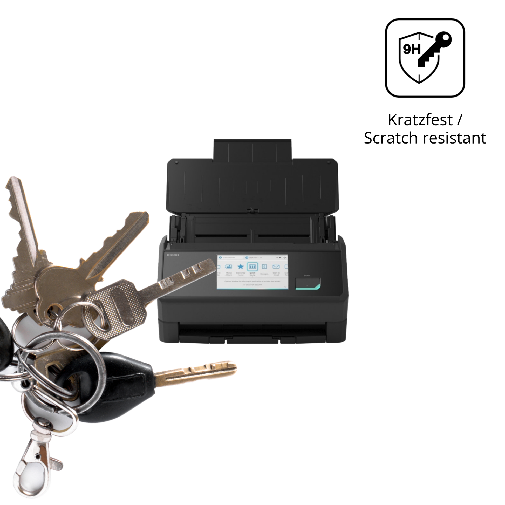 dipos Displayschutz für ScanSnap iX2500, transparente Oberfläche, perfekte Passform auch für die Rundungen