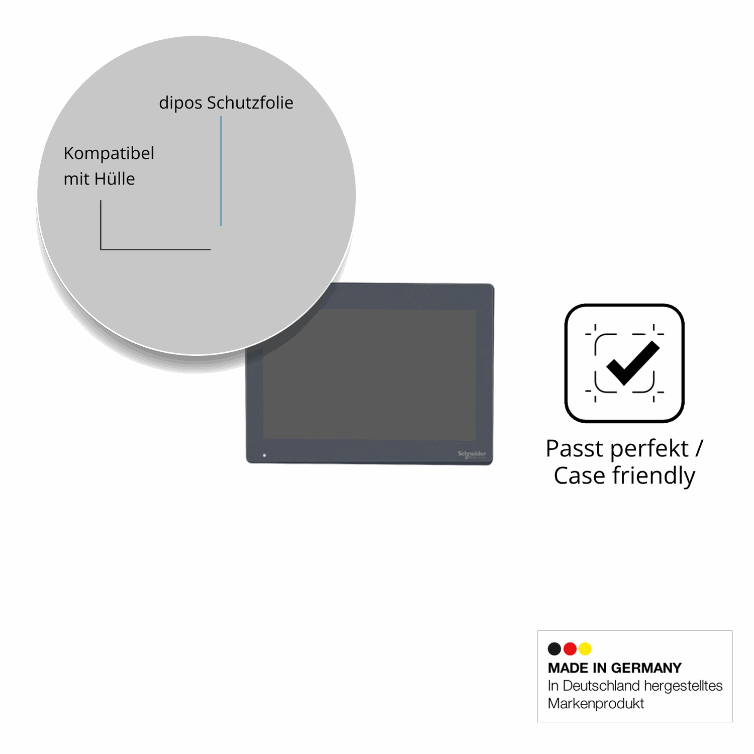 Schutzfolie mit optimaler Passform, zur Verwendung mit Hüllen geeignet