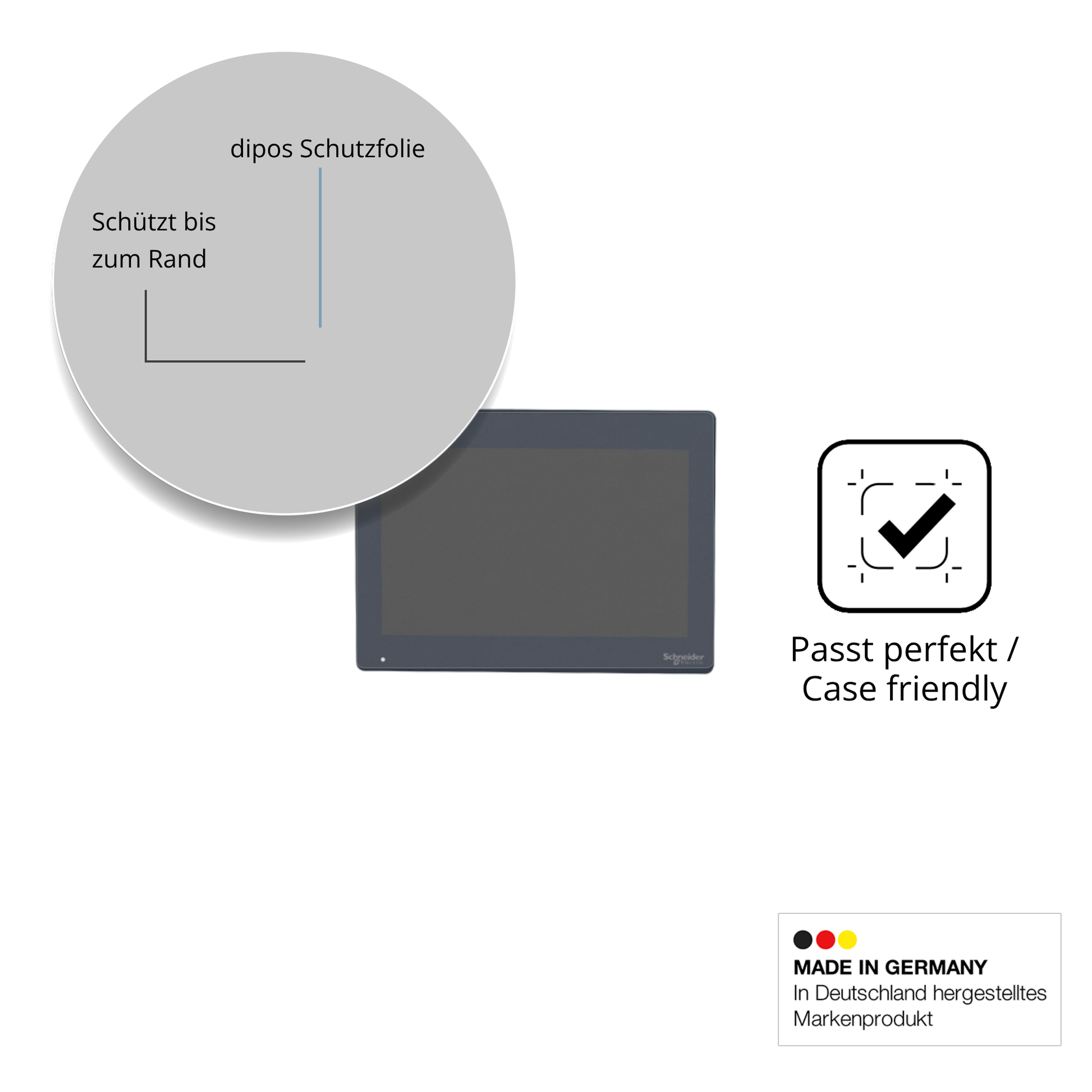Schutzglasfolie mit optimaler Passform, zur Verwendung mit Hüllen geeignet