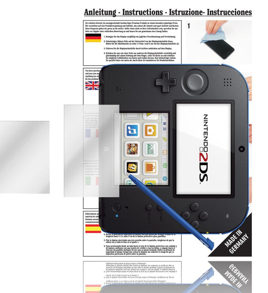 Klare Displayschutzfolie von dipos passend für 2DS Nintendo, präziser Zuschnitt und blasenfrei montiert