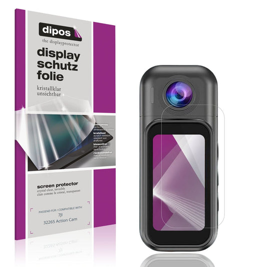 Klare Displayschutzfolie von dipos passend für 7JI 32265 Action Cam, präziser Zuschnitt und blasenfrei montiert