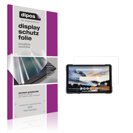 Klare Displayschutzfolie von dipos passend für 8849 Tank Pad Ultra, präziser Zuschnitt und blasenfrei montiert