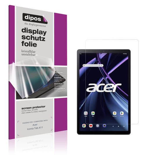 Klare Displayschutzfolie von dipos passend für Acer Iconia Tab A11, präziser Zuschnitt und blasenfrei montiert
