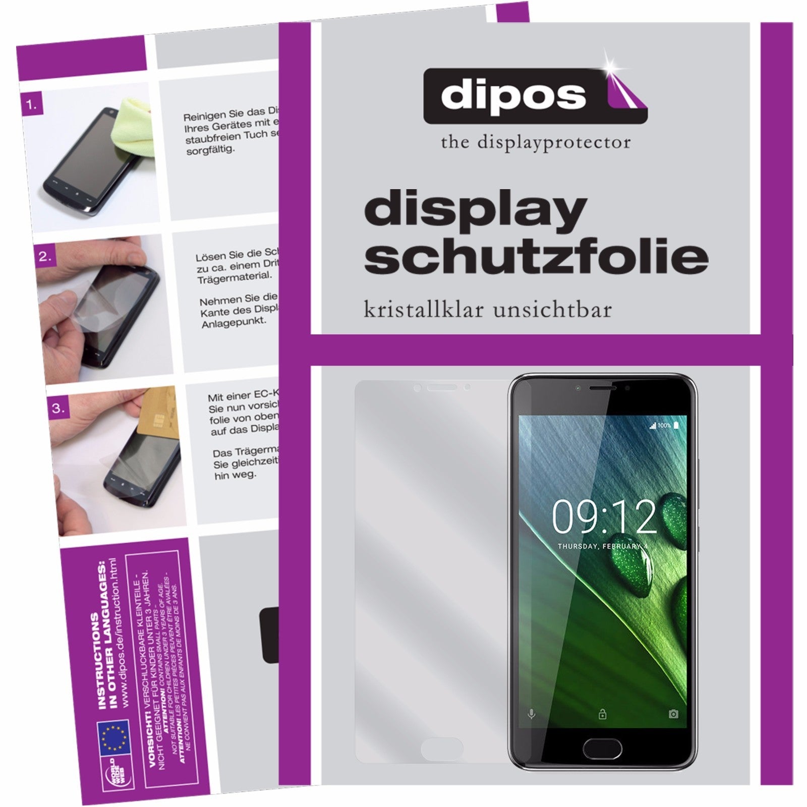 Klare Displayschutzfolie von dipos passend für Acer Liquid Z6, präziser Zuschnitt und blasenfrei montiert