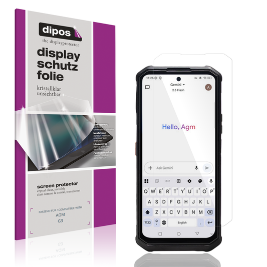 Klare Displayschutzfolie von dipos passend für AGM G3, präziser Zuschnitt und blasenfrei montiert