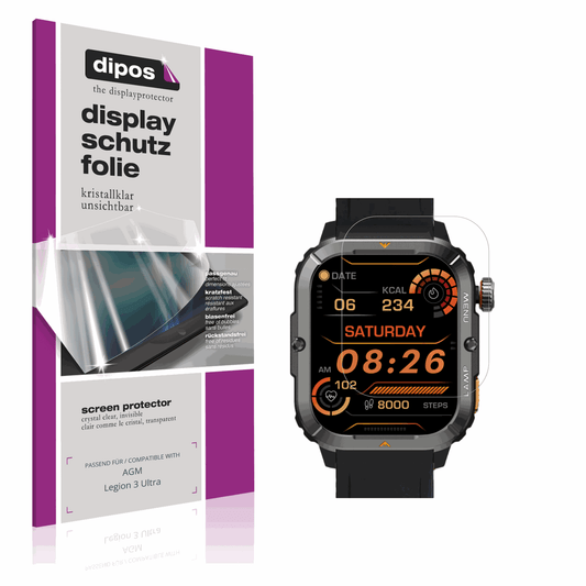 Klare Displayschutzfolie von dipos passend für AGM Legion 3 Ultra, präziser Zuschnitt und blasenfrei montiert