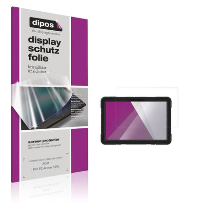 Klare Displayschutzfolie von dipos passend für AGM Pad P2 Active P2W, präziser Zuschnitt und blasenfrei montiert