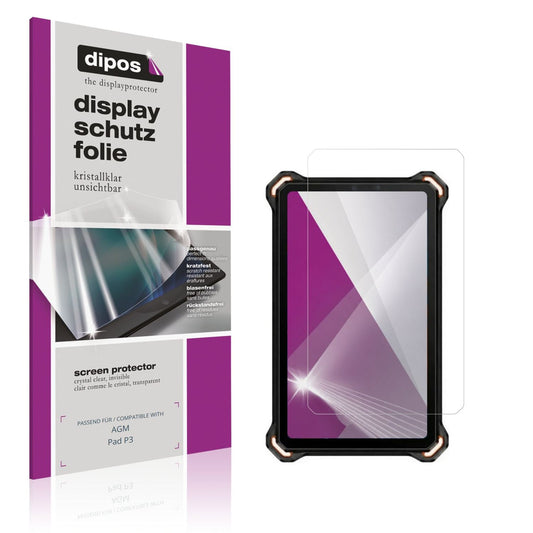 Klare Displayschutzfolie von dipos passend für AGM Pad P3, präziser Zuschnitt und blasenfrei montiert