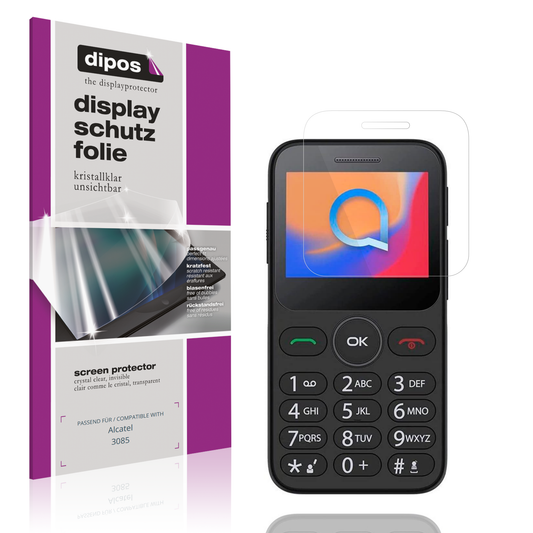 Klare Displayschutzfolie von dipos passend für Alcatel 3085, präziser Zuschnitt und blasenfrei montiert