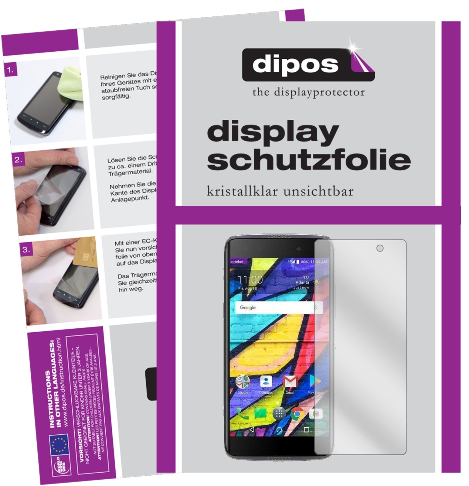 Klare Displayschutzfolie von dipos passend für Alcatel Idol 5 Cricket, präziser Zuschnitt und blasenfrei montiert