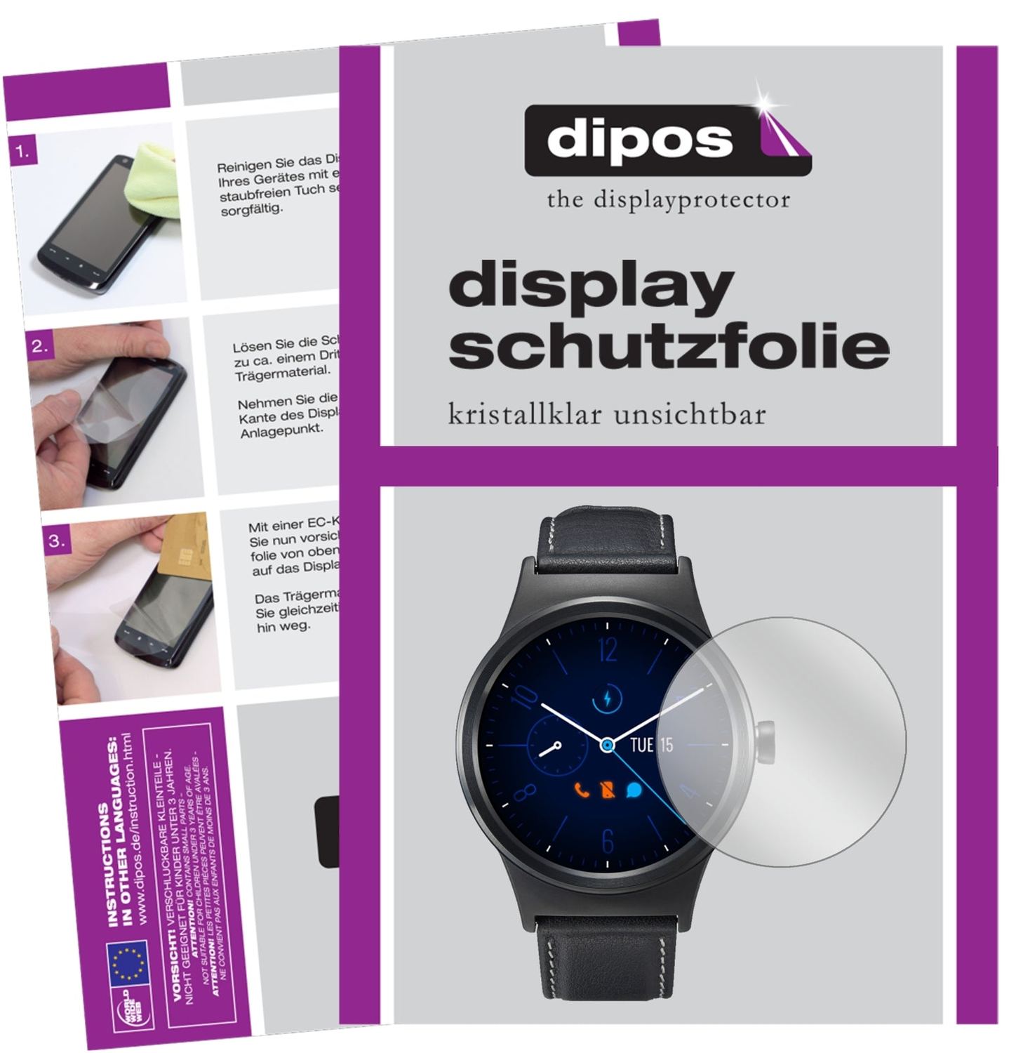 Klare Displayschutzfolie von dipos passend für Alcatel Move Time MT10G, präziser Zuschnitt und blasenfrei montiert
