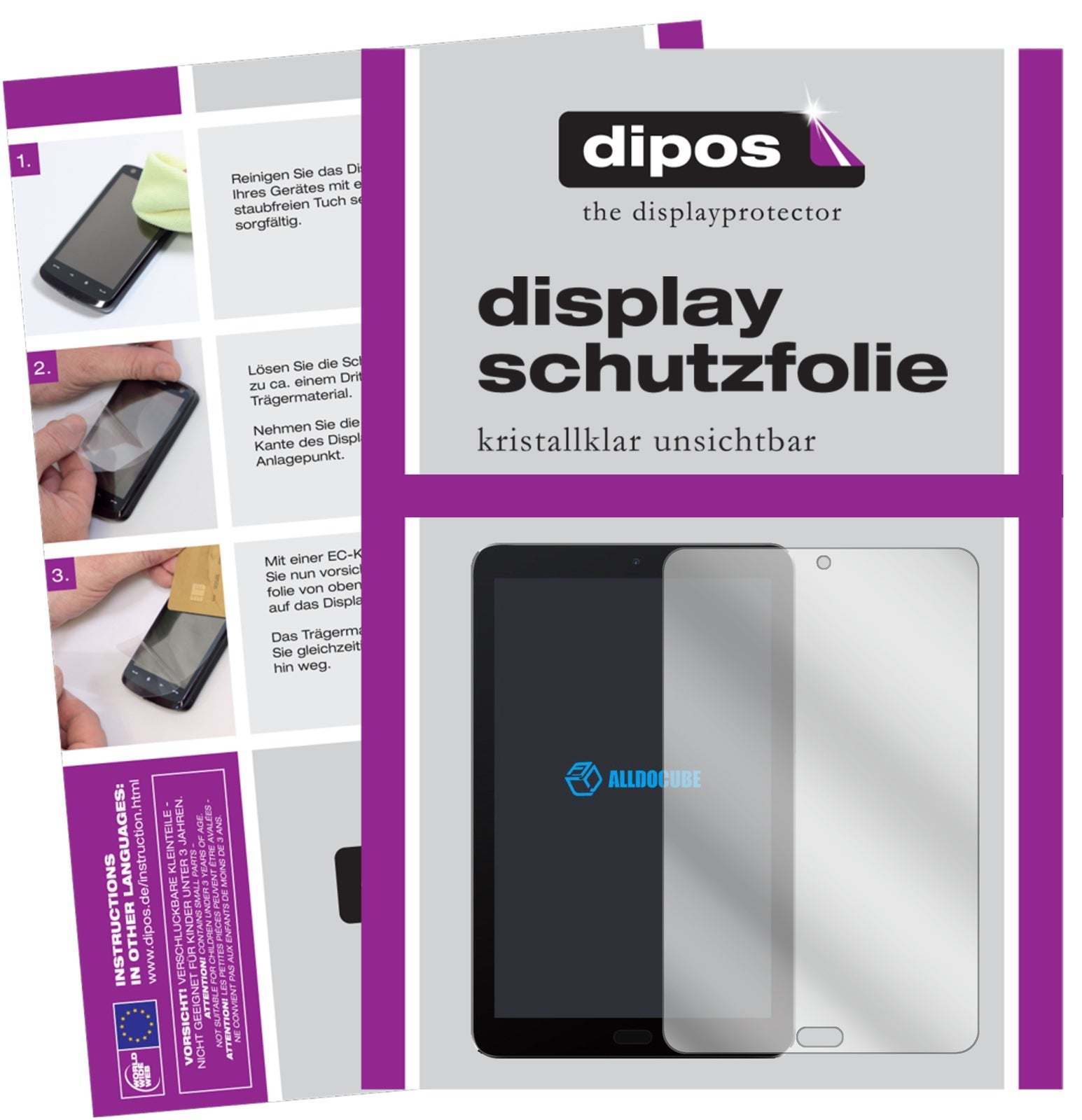 Klare Displayschutzfolie von dipos passend für ALLDOCUBE Freer X9, präziser Zuschnitt und blasenfrei montiert