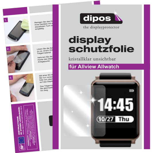 Klare Displayschutzfolie von dipos passend für Allview Allwatch, präziser Zuschnitt und blasenfrei montiert