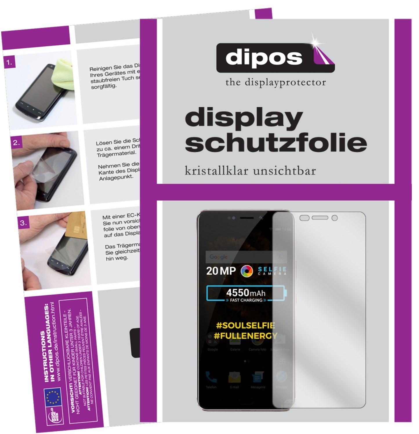Klare Displayschutzfolie von dipos passend für Allview X4 Soul Xtreme, präziser Zuschnitt und blasenfrei montiert