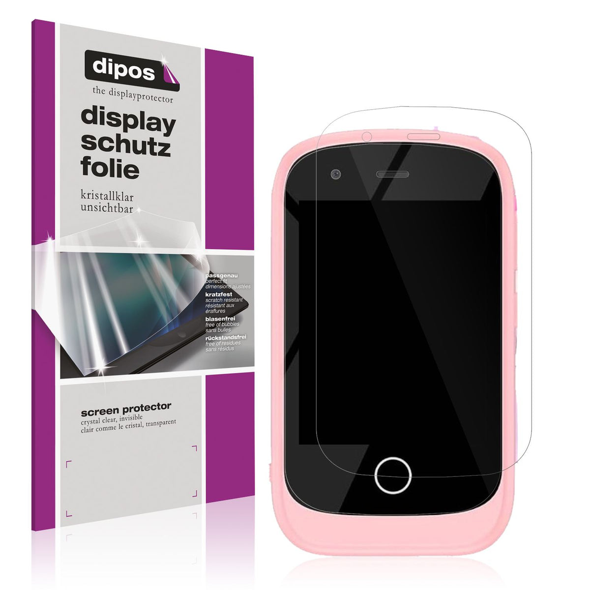 Klare Displayschutzfolie von dipos passend für Alutoria Kinder Handy PH05, präziser Zuschnitt und blasenfrei montiert