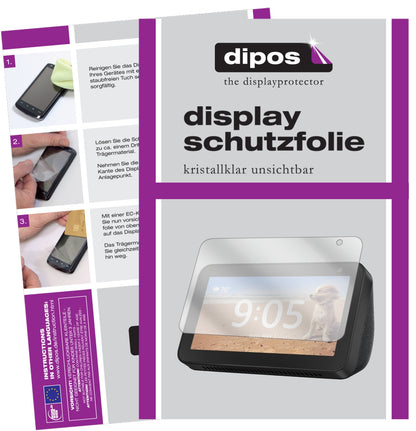 Klare Displayschutzfolie von dipos passend für Amazon Echo Show 5, präziser Zuschnitt und blasenfrei montiert