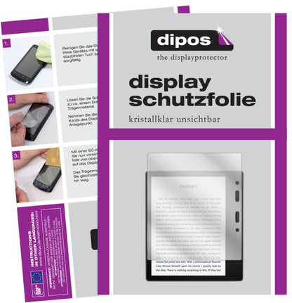 Klare Displayschutzfolie von dipos passend für Amazon Kindle Oasis (2019), präziser Zuschnitt und blasenfrei montiert
