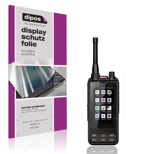 Klare Displayschutzfolie von dipos passend für ANYSECU W6 Plus, präziser Zuschnitt und blasenfrei montiert