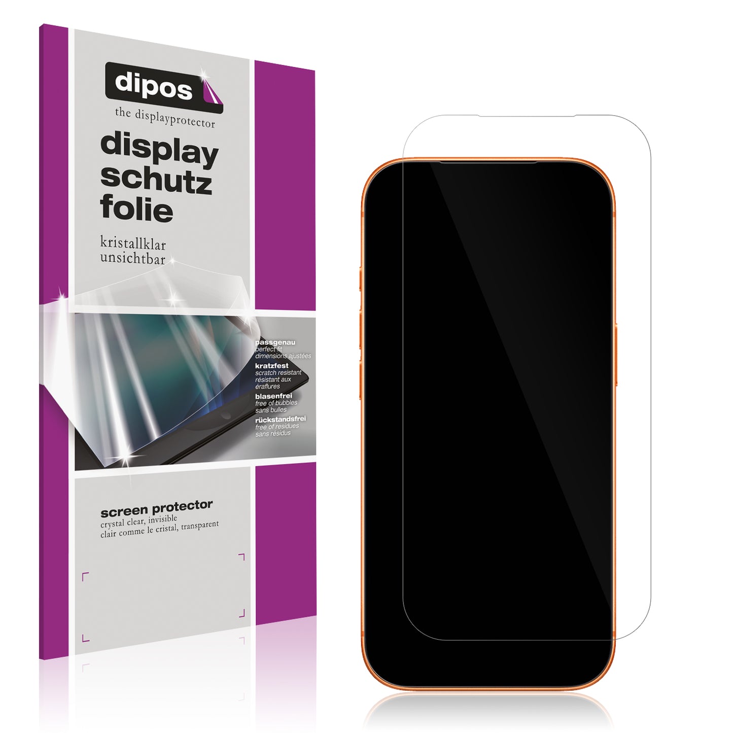 Klare Displayschutzfolie von dipos passend für Apple iPhone 17 Pro, präziser Zuschnitt und blasenfrei montiert