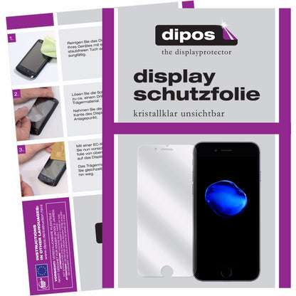 Klare Displayschutzfolie von dipos passend für Apple iPhone 7 Plus, präziser Zuschnitt und blasenfrei montiert