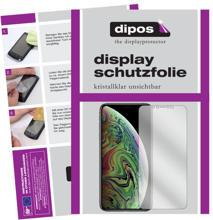 Klare Displayschutzfolie von dipos passend für Apple iPhone XS Max, präziser Zuschnitt und blasenfrei montiert