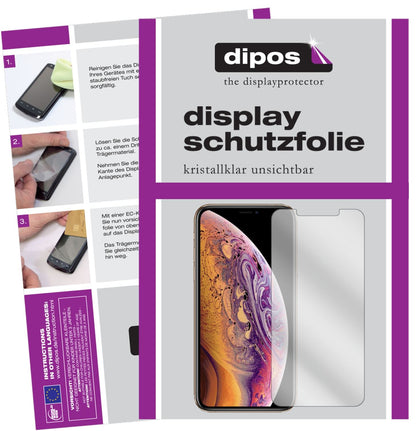 Klare Displayschutzfolie von dipos passend für Apple iPhone XS Max, präziser Zuschnitt und blasenfrei montiert