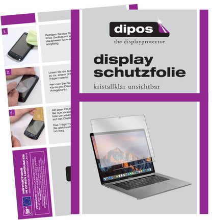 Klare Displayschutzfolie von dipos passend für Apple MacBook Pro 15 Zoll (2019) Touchbar, präziser Zuschnitt und blasenfrei montiert