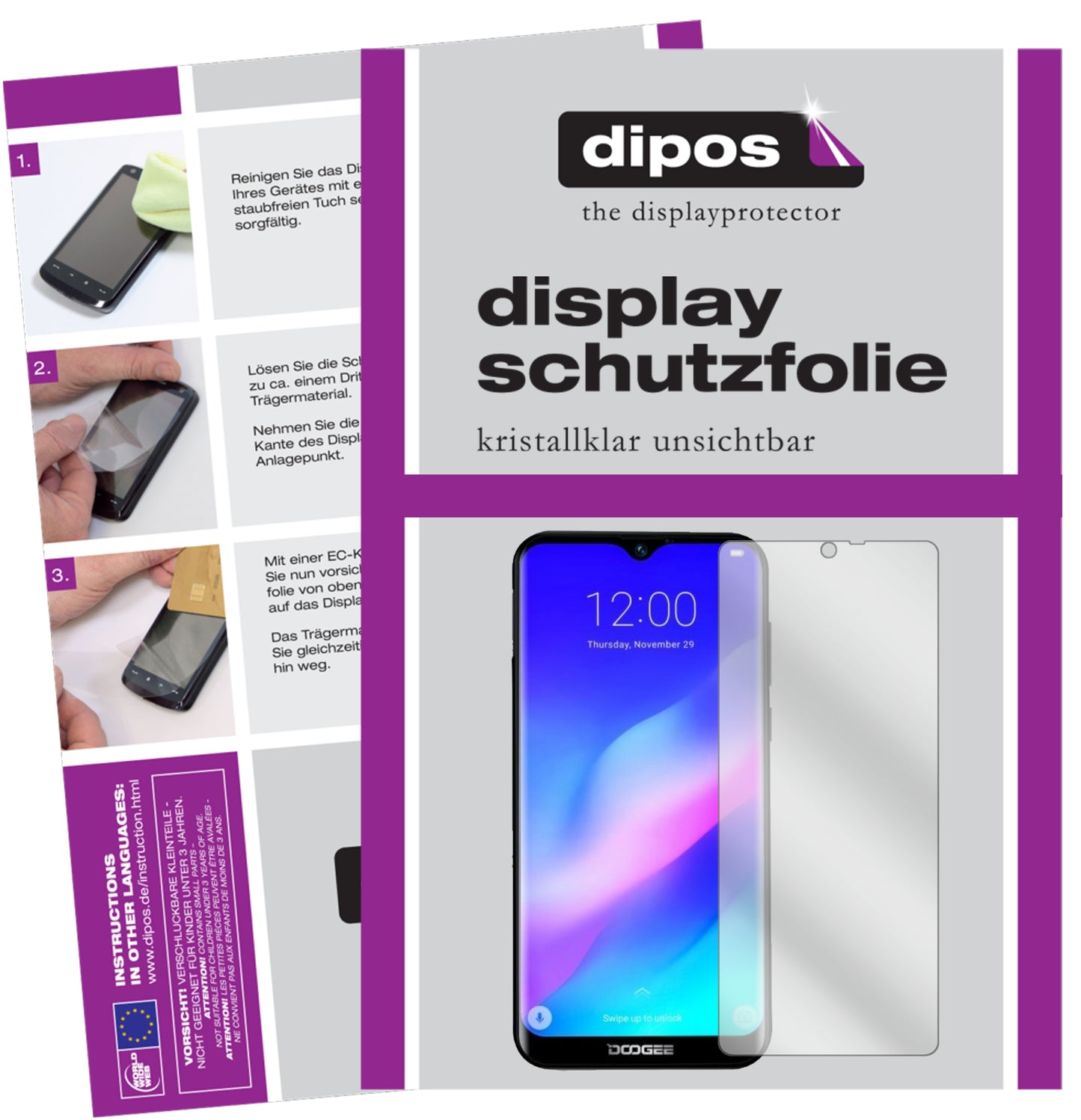 Klare Displayschutzfolie von dipos passend für Archos Oxygen 57, präziser Zuschnitt und blasenfrei montiert