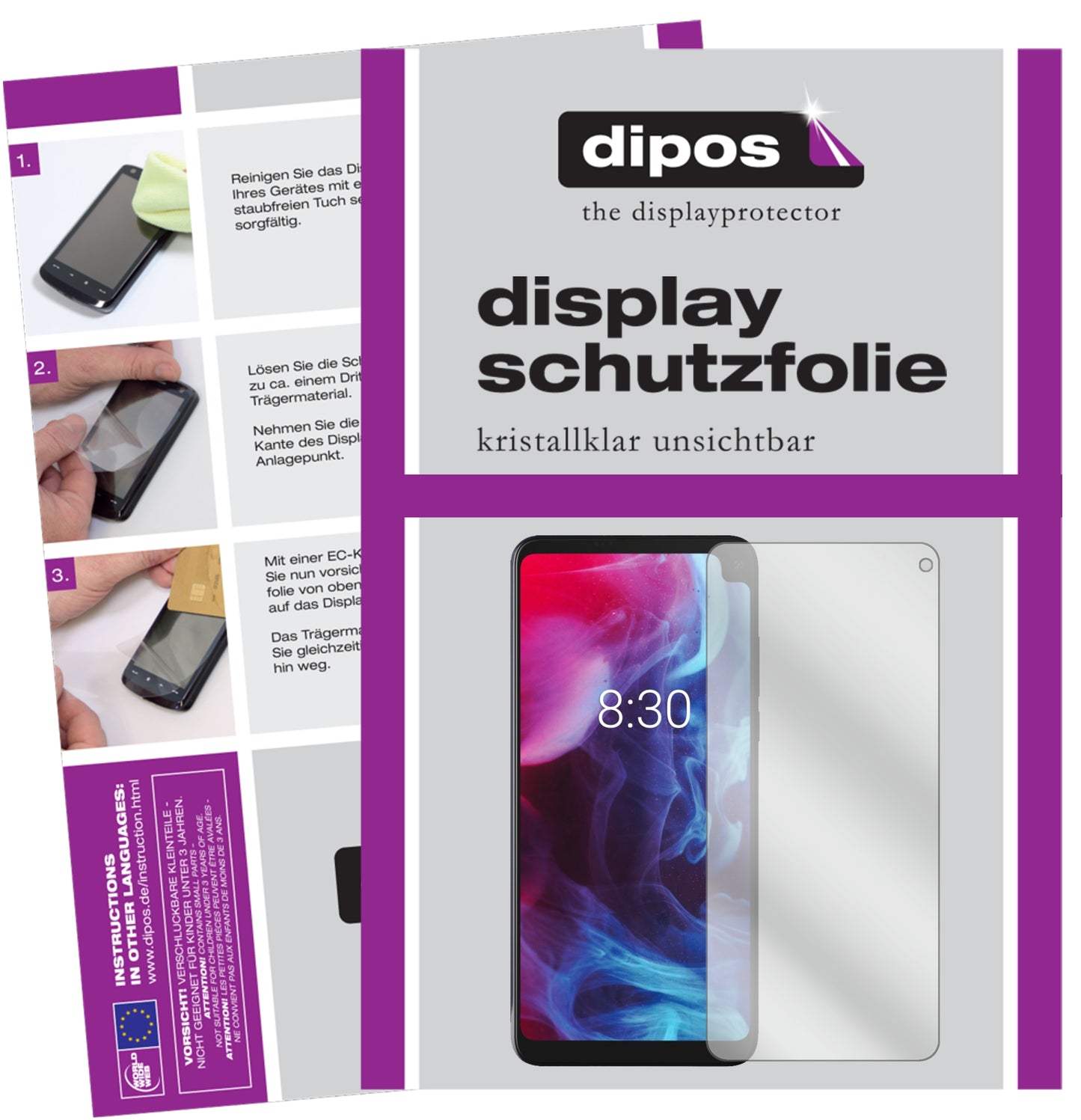 Klare Displayschutzfolie von dipos passend für Archos Oxygen 68XL, präziser Zuschnitt und blasenfrei montiert