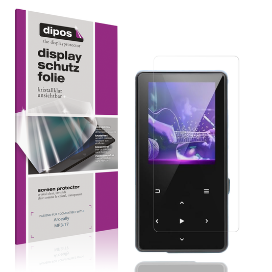 Klare Displayschutzfolie von dipos passend für Aroeally MP3-17, präziser Zuschnitt und blasenfrei montiert