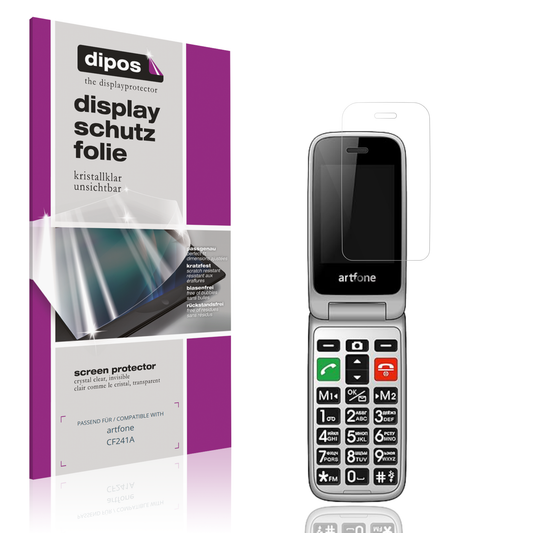 Klare Displayschutzfolie von dipos passend für artfone CF241A, präziser Zuschnitt und blasenfrei montiert
