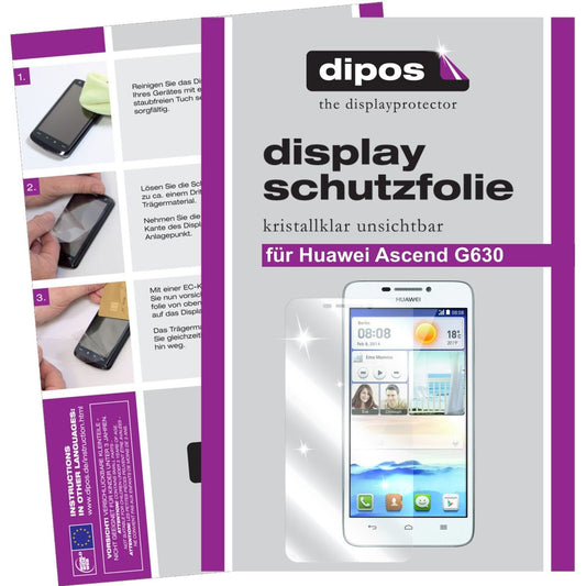 Klare Displayschutzfolie von dipos passend für Ascend G630 Huawei, präziser Zuschnitt und blasenfrei montiert