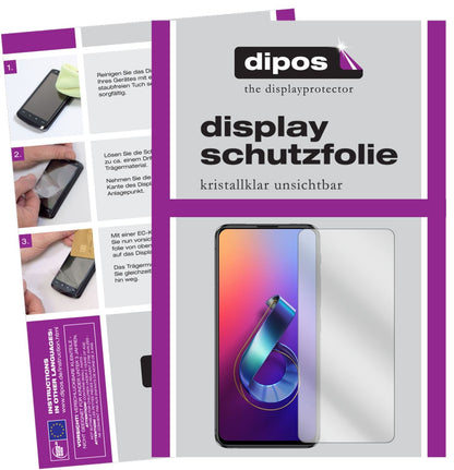 Klare Displayschutzfolie von dipos passend für Asus Zenfone 6 (ZS630KL), präziser Zuschnitt und blasenfrei montiert