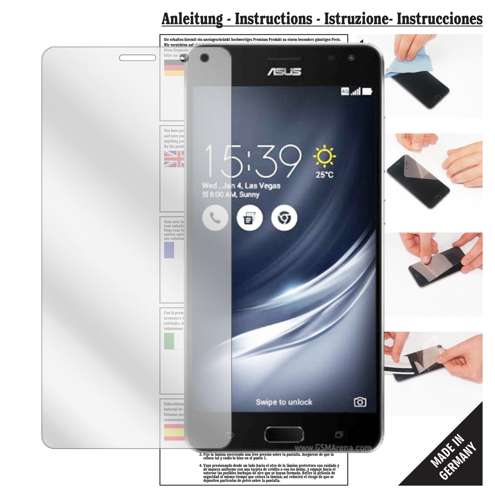 Klare Displayschutzfolie von dipos passend für Asus ZenFone AR, präziser Zuschnitt und blasenfrei montiert