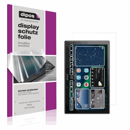 Klare Displayschutzfolie von dipos passend für Atoto X10 10 Zoll, präziser Zuschnitt und blasenfrei montiert