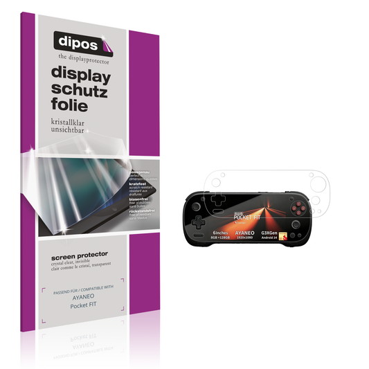 Klare Displayschutzfolie von dipos passend für AYANEO Pocket FIT, präziser Zuschnitt und blasenfrei montiert