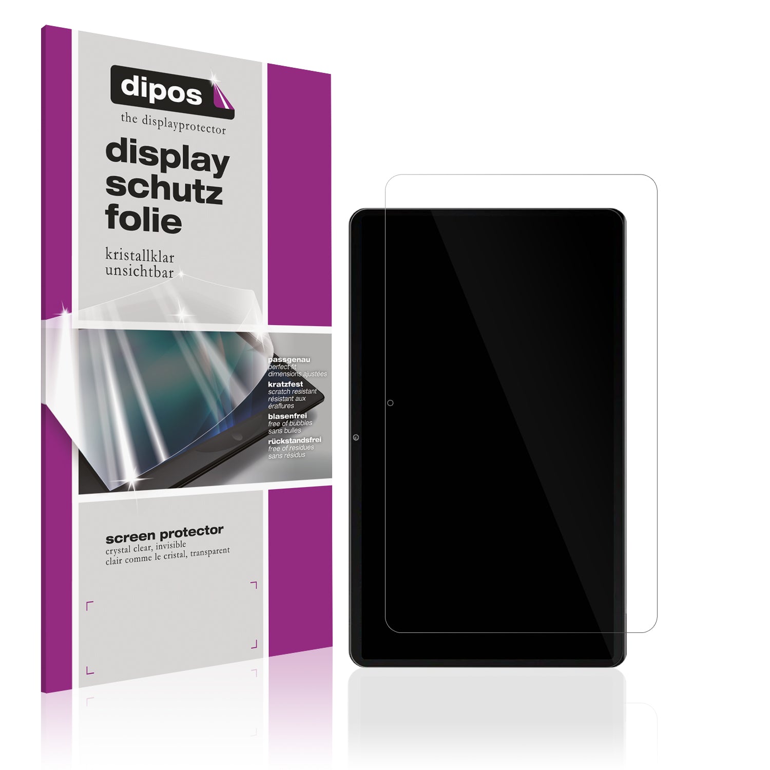 Klare Displayschutzfolie von dipos passend für Azamp Tablet MES B3, präziser Zuschnitt und blasenfrei montiert