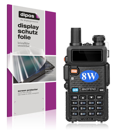Klare Displayschutzfolie von dipos passend für BAOFENG BF UV-5R, präziser Zuschnitt und blasenfrei montiert