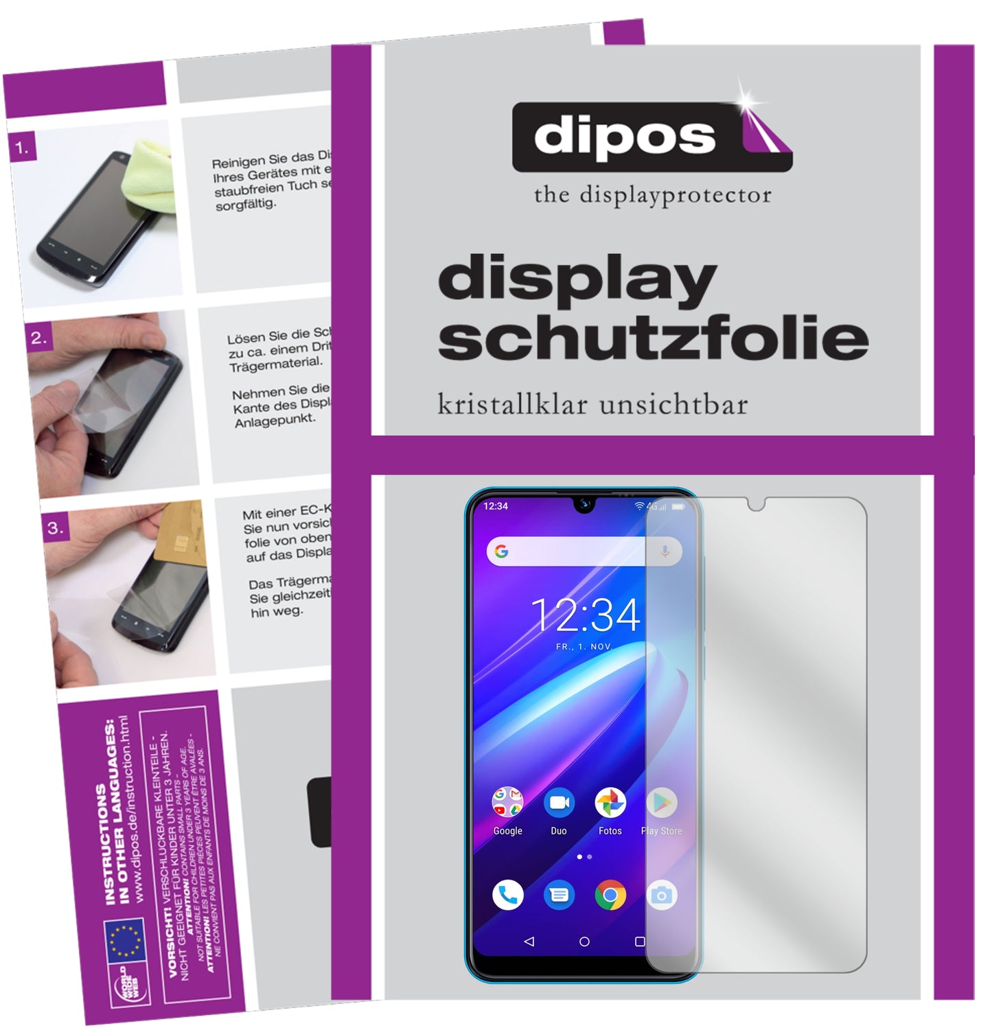 Klare Displayschutzfolie von dipos passend für Beafon M6, präziser Zuschnitt und blasenfrei montiert