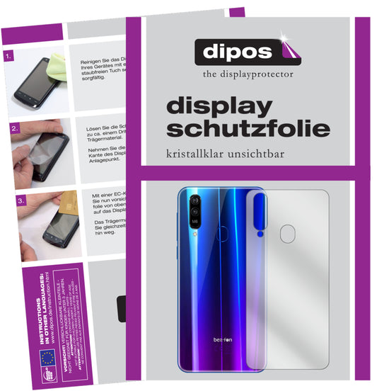 Klare Displayschutzfolie von dipos passend für Beafon M6 Rückseite, präziser Zuschnitt und blasenfrei montiert